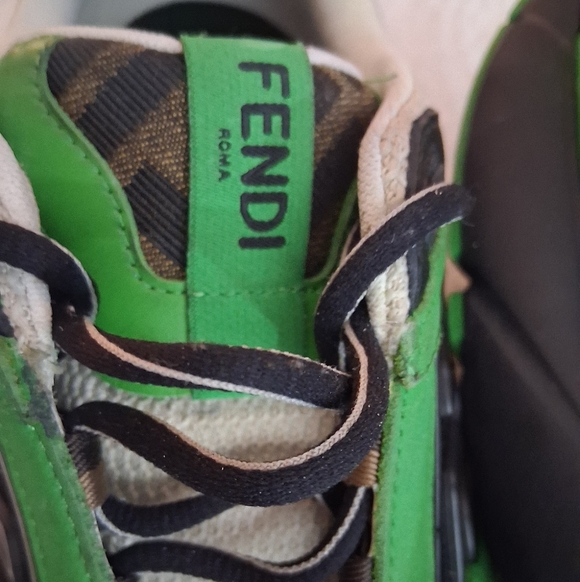 Fendi Men's Vibrant Green and Black Sneakers - Picture 2 of 7